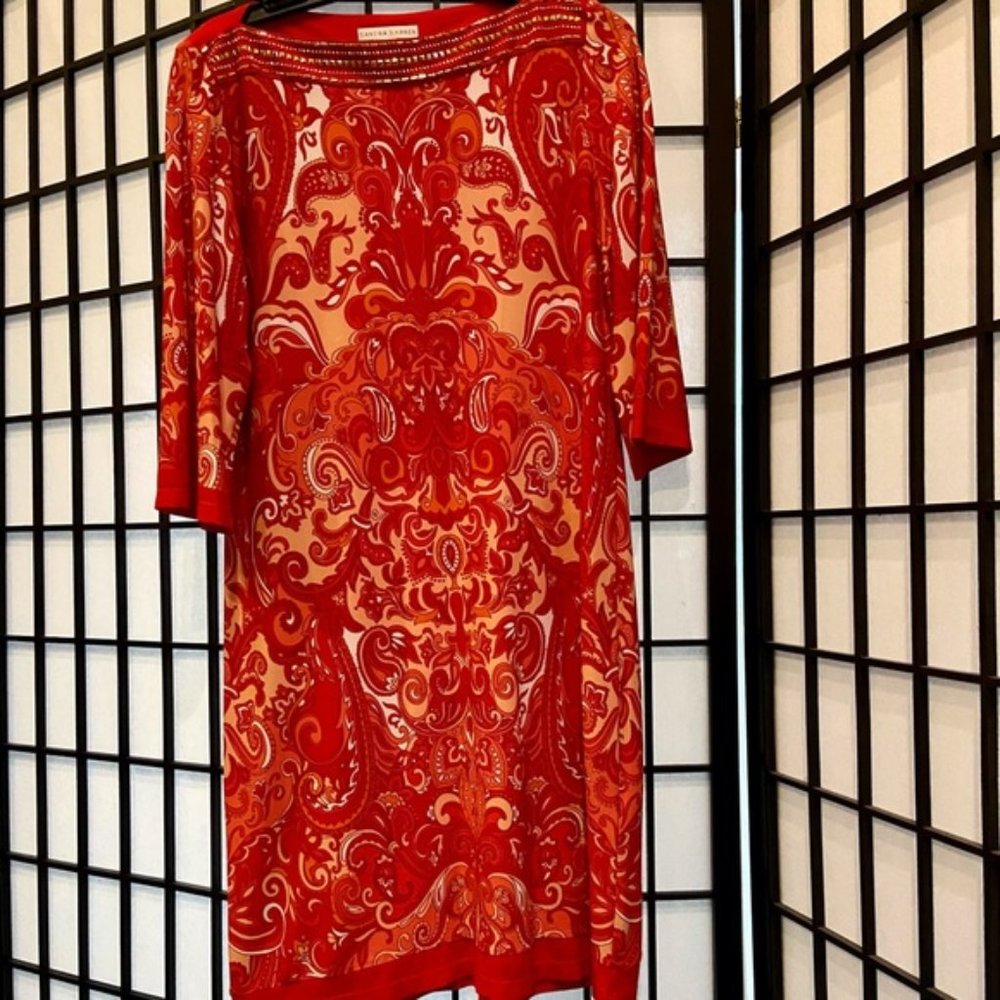 Orange Retro Dress in Excellent Condition. Size 10